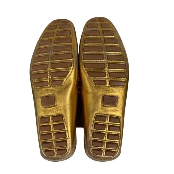 Gucci Women's 2000s Accent Gold Leather Loafers Sz 8.5 - Picture 7 of 14